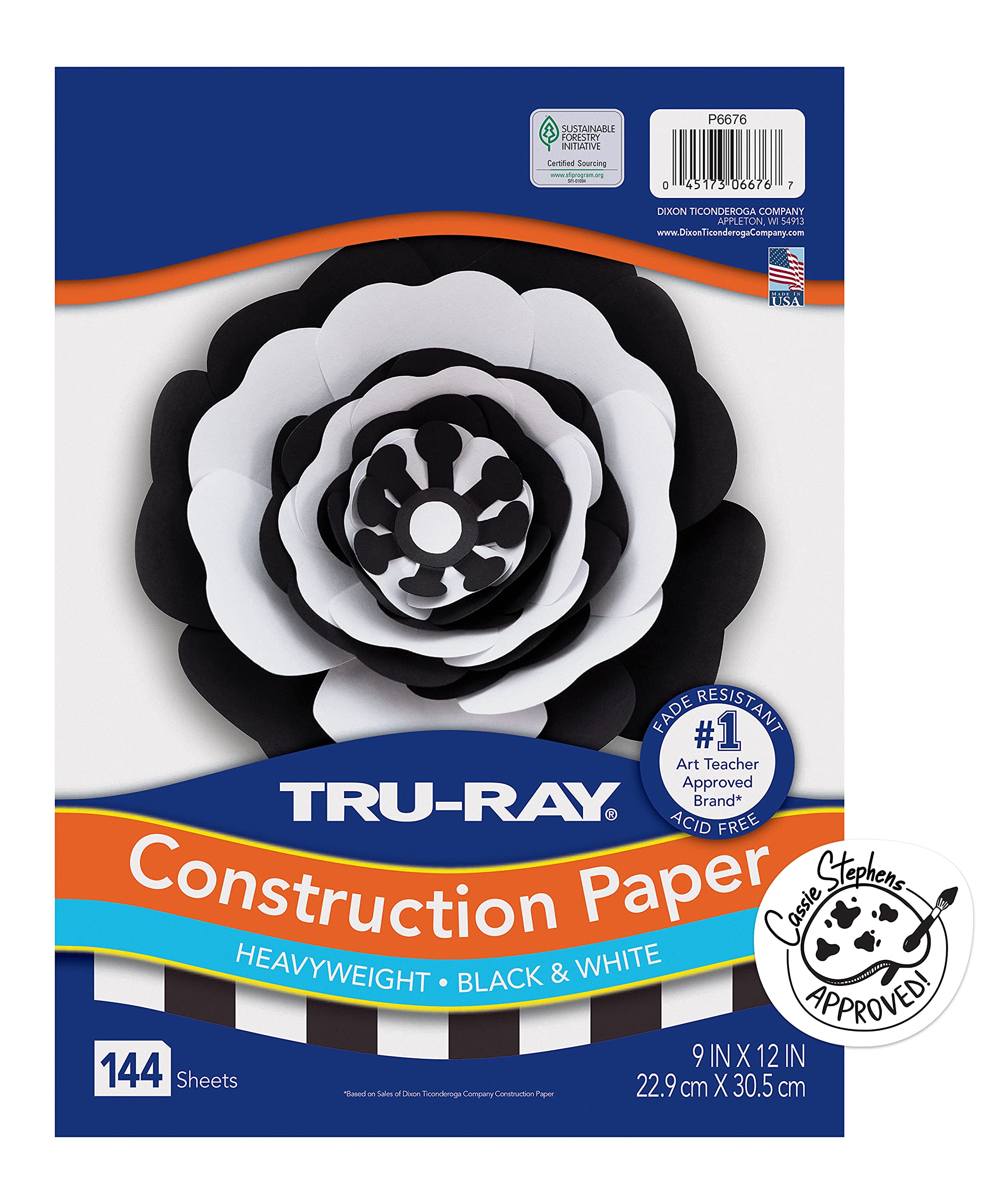 TRU-RAYPremium Construction Paper, Black & White, 9" x 12", 144 Sheets