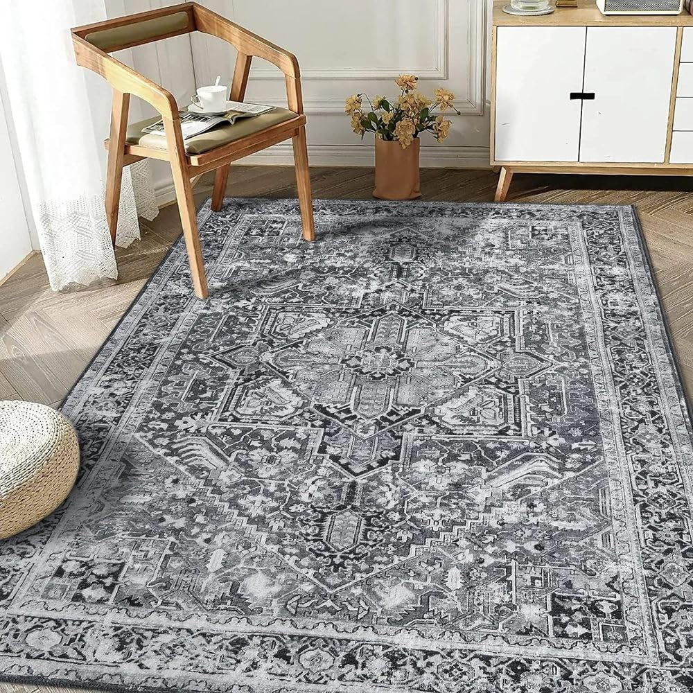 Tapis lavable en machine pour salon ethnique 50x80, tapis de chambre pliable anti-tache en peluche YZ