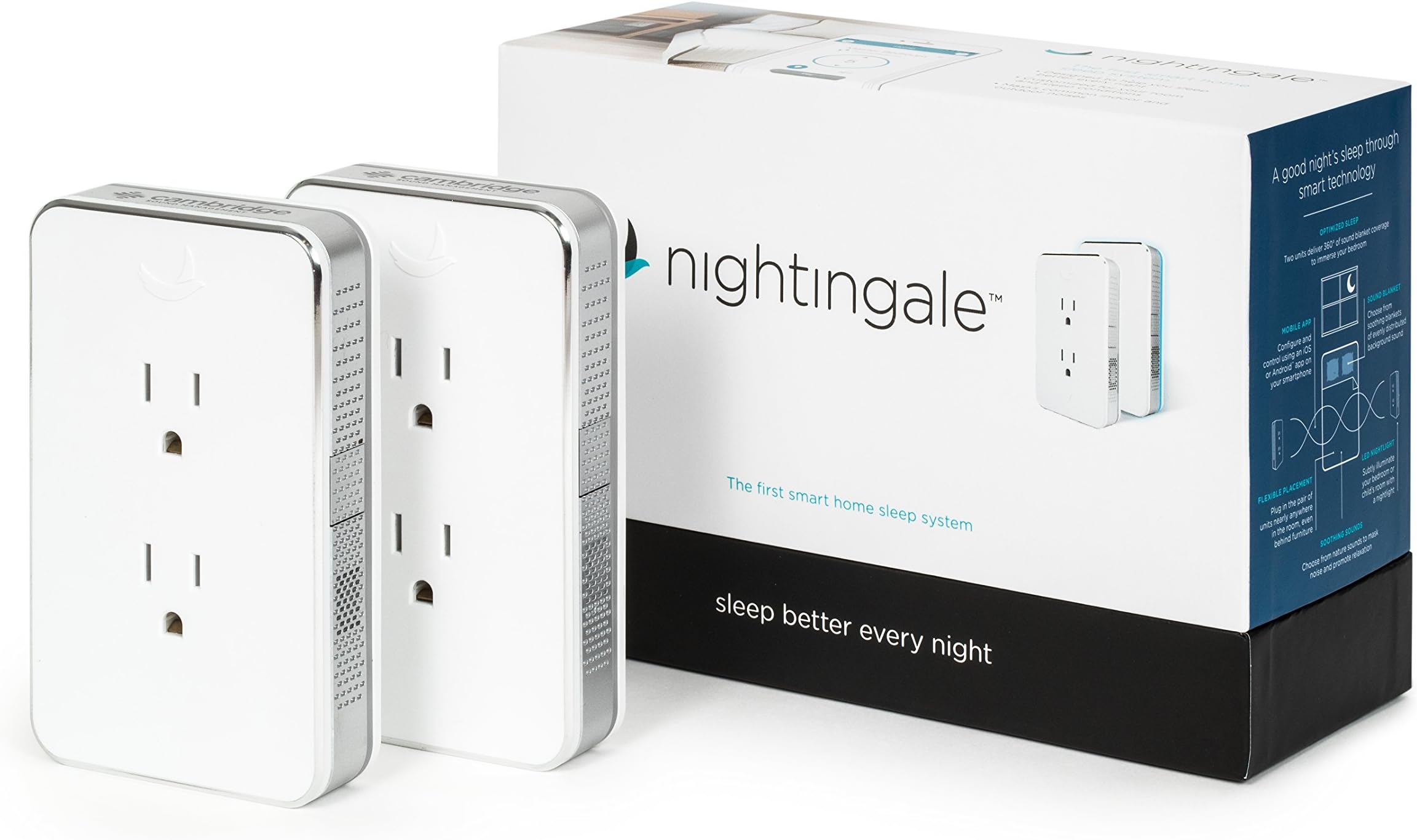 Nightingale Smart Home Sleep System - Smarter Than White Noise Machines - 2 Pack