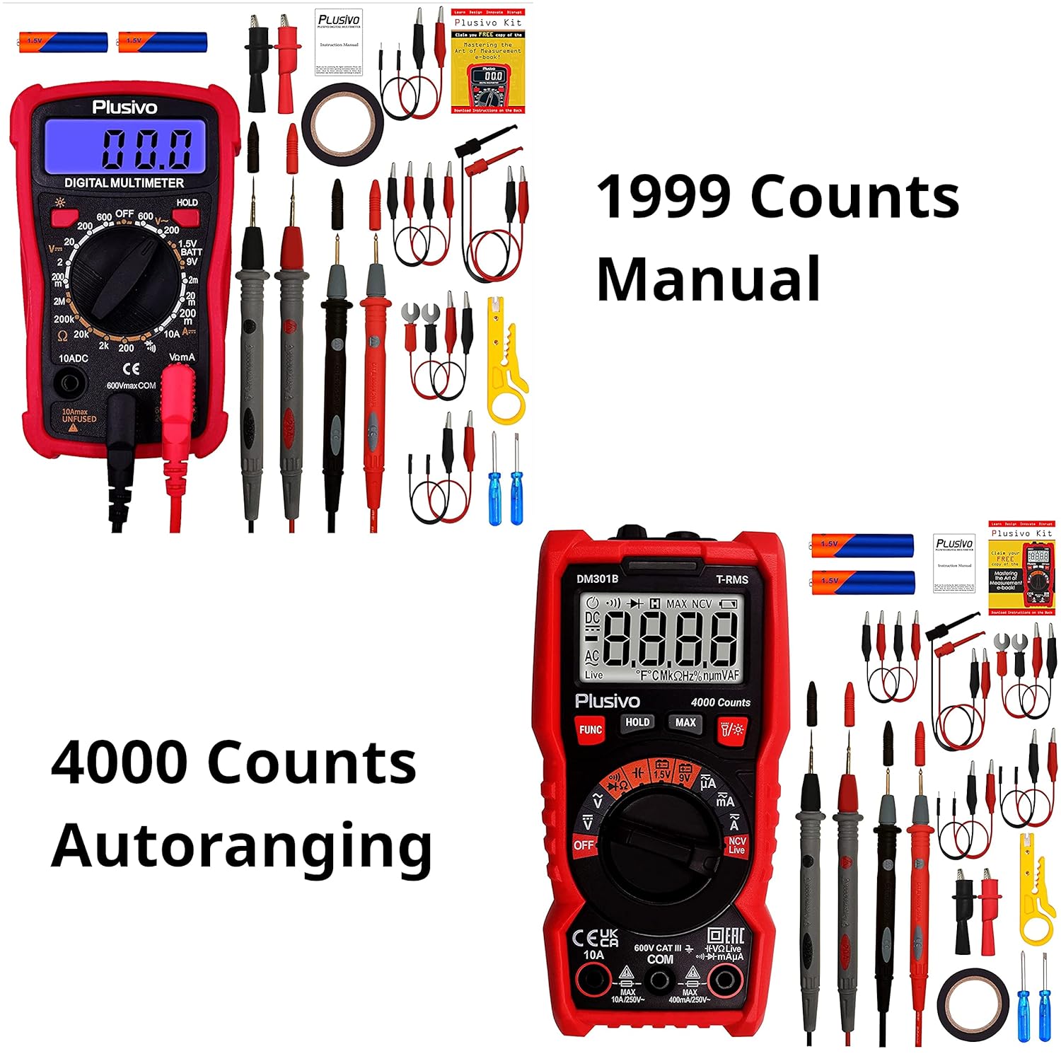 Digital Multimeter Kit 1999 Count Manual and 4000 Count Autoranging