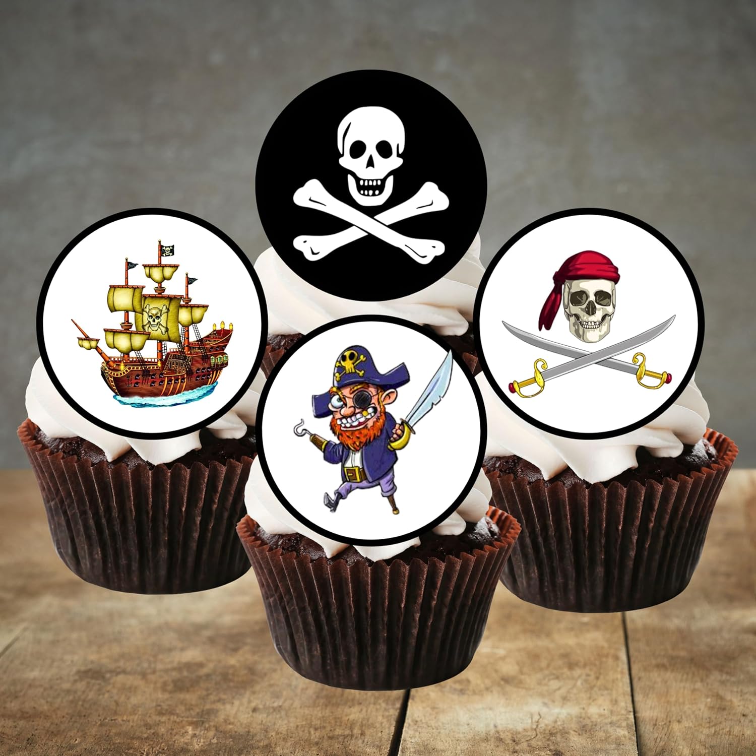PRECUT Pirate Cupcake Toppers, Treasure Theme Edible Cake