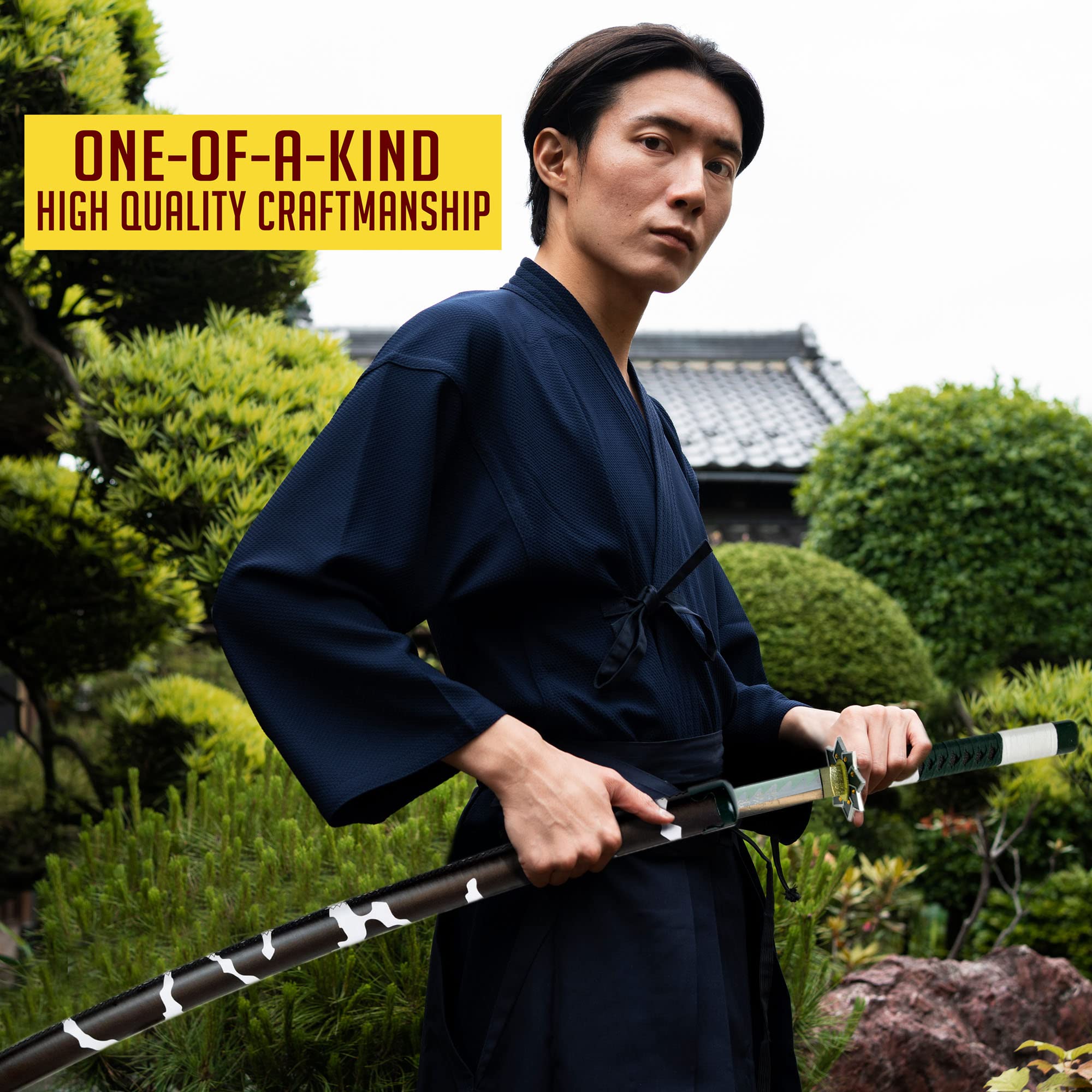 Demon Slayer Kimetsu no Yaiba Shinazugawa Sanemi Nichirin Schwert - Handgeschmiedetes Carbon Stahl Katana mit Scheide 103cm für Cosplay