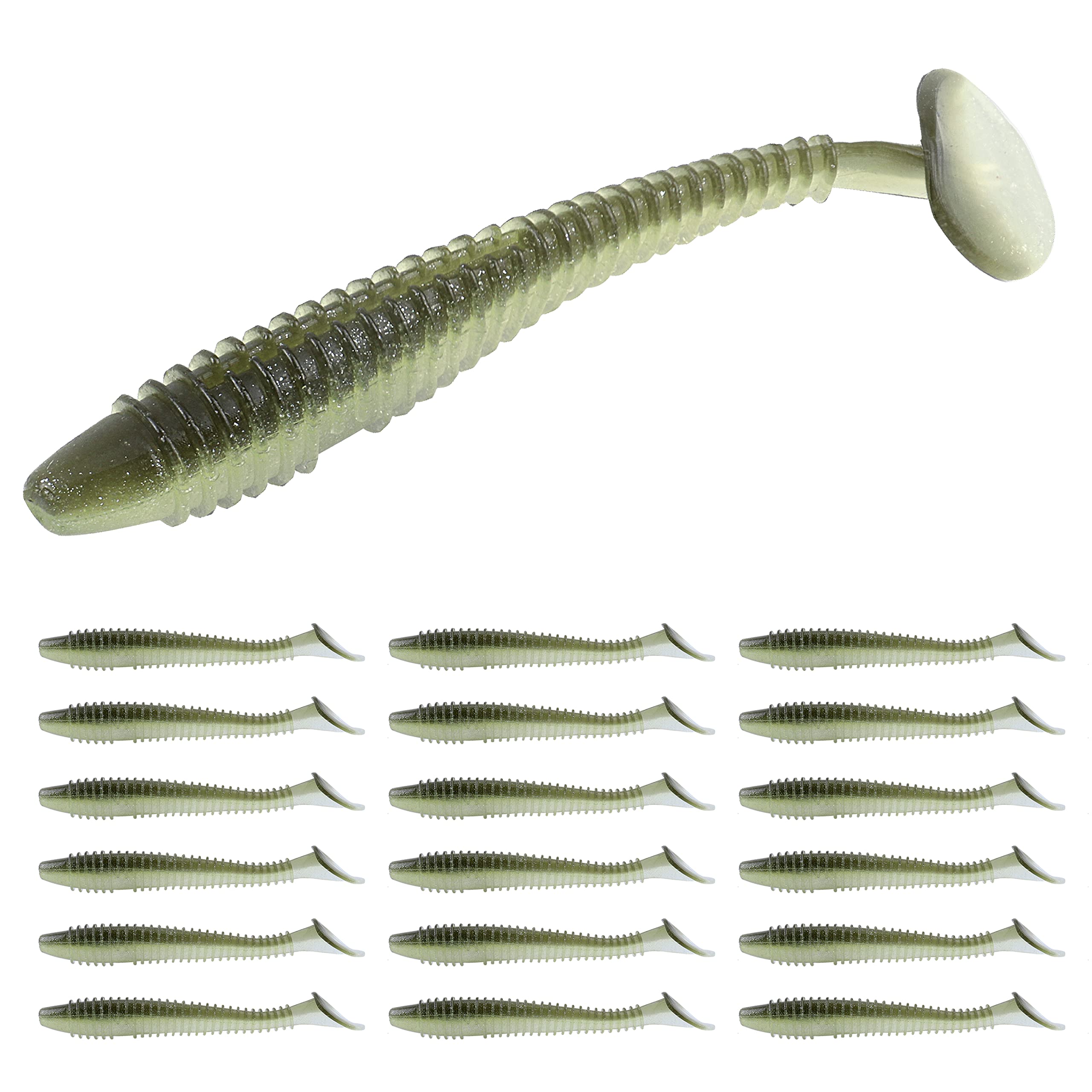 RUNCL Swimbaits Paddle 10/20/30/40PCS, 5/4/3/2 Inchs Paddle Tail, Soft Lure for Trout Crappie Bass, Durable Plastic Bait Swimmer for Saltwater/