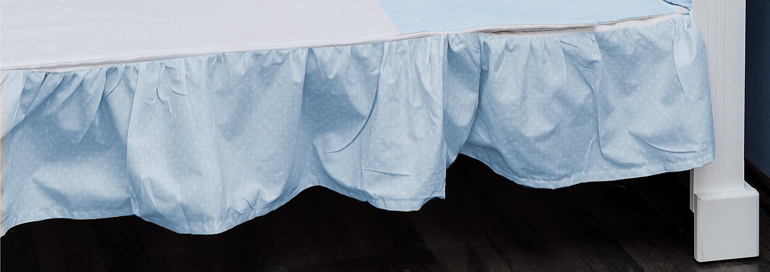 Vizaro - Valance Sheet - Bed Skirt for COT Bed 70x140cm - Pure Premium Cotton - Made in EU - OekoTex - Safe for Babies - C. Blue and White
