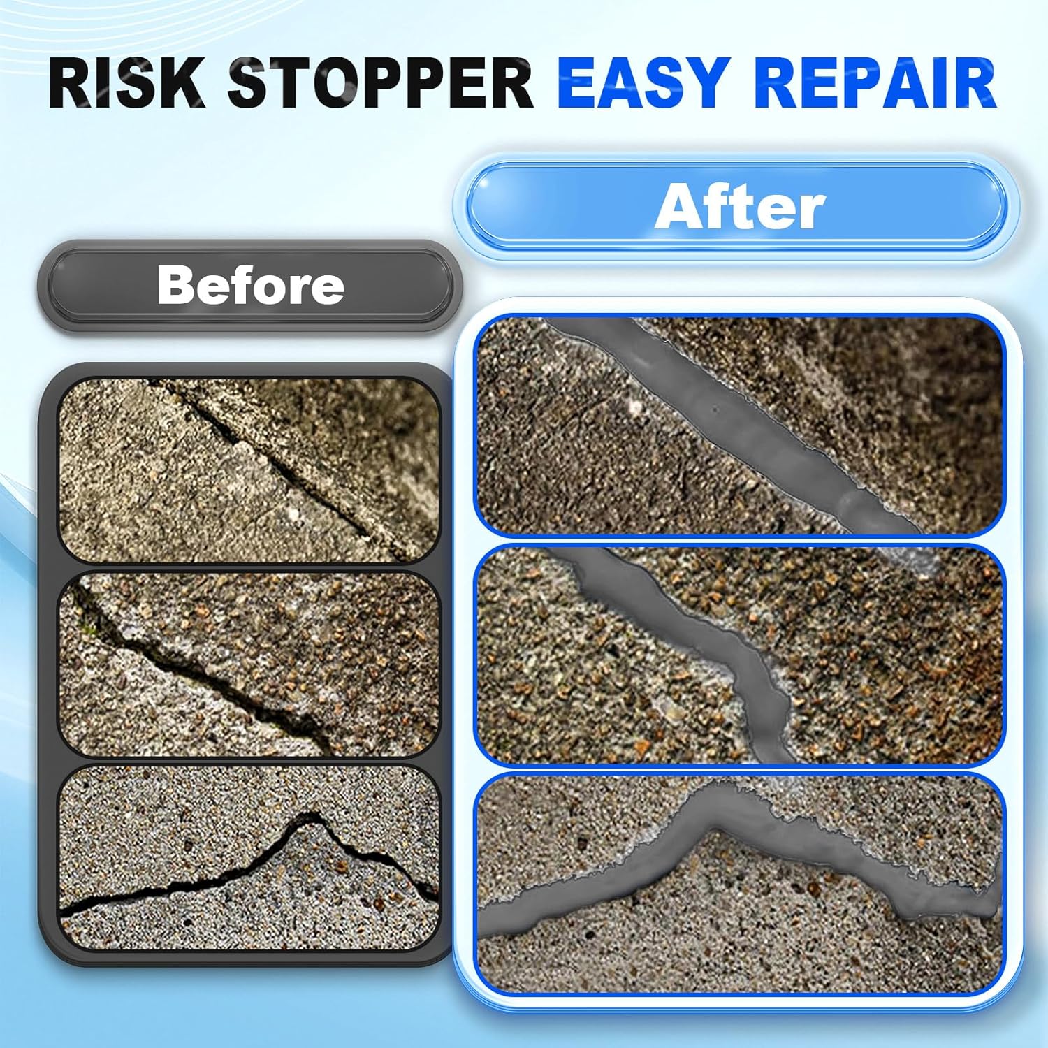 Concrete Caulking Adhesive, Sealant Waterproof Repair, Heavy-Duty Crack Filler for Driveway, Weather Resistant Concrete Crack Repair for Outdoor Use, Quick-Drying Sealant for Professionals（Grey）