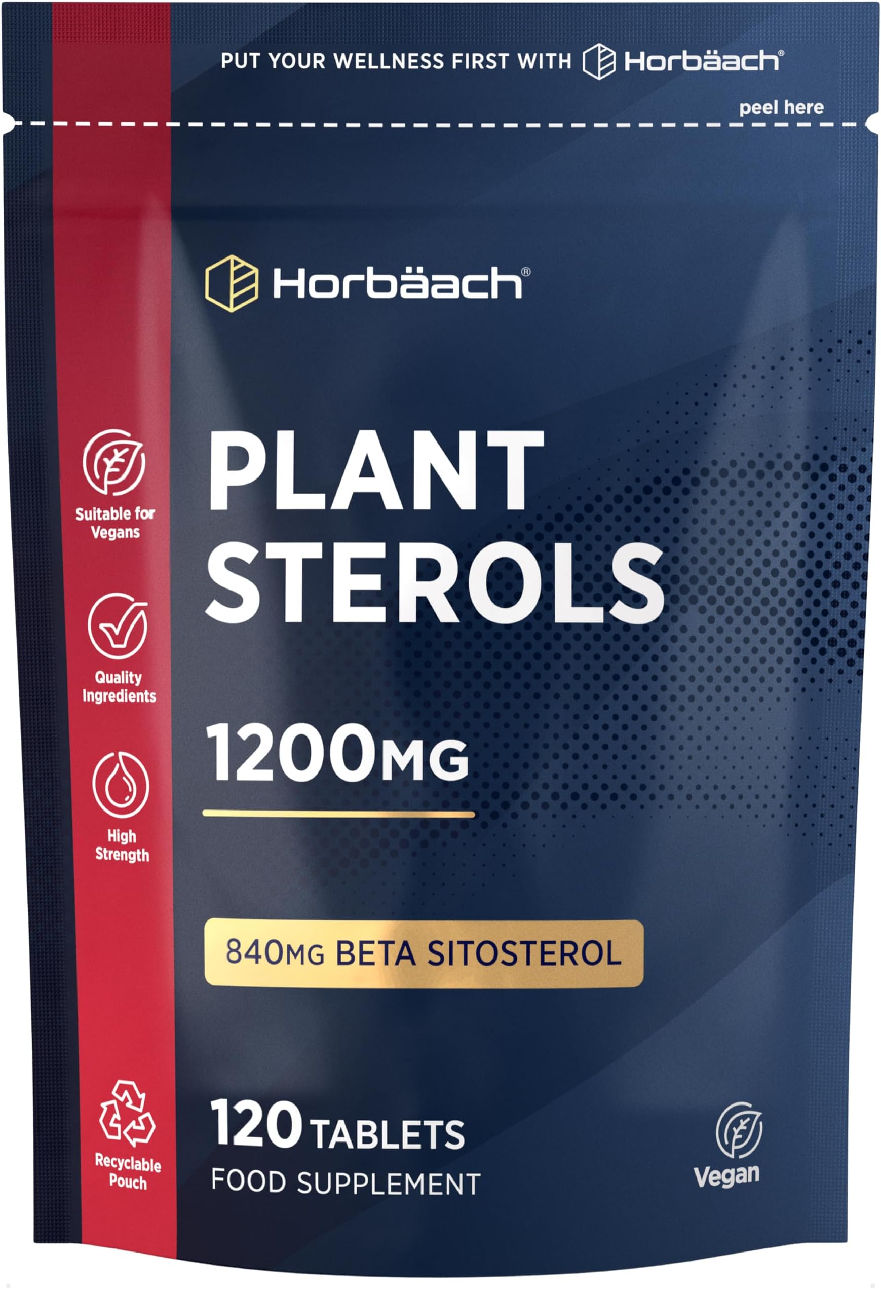 Horbäach Plant Sterols High Strength 1200mg | 120 Vegan Capsules | Supplement with Beta-Sitosterol | No Artificial Colours | by