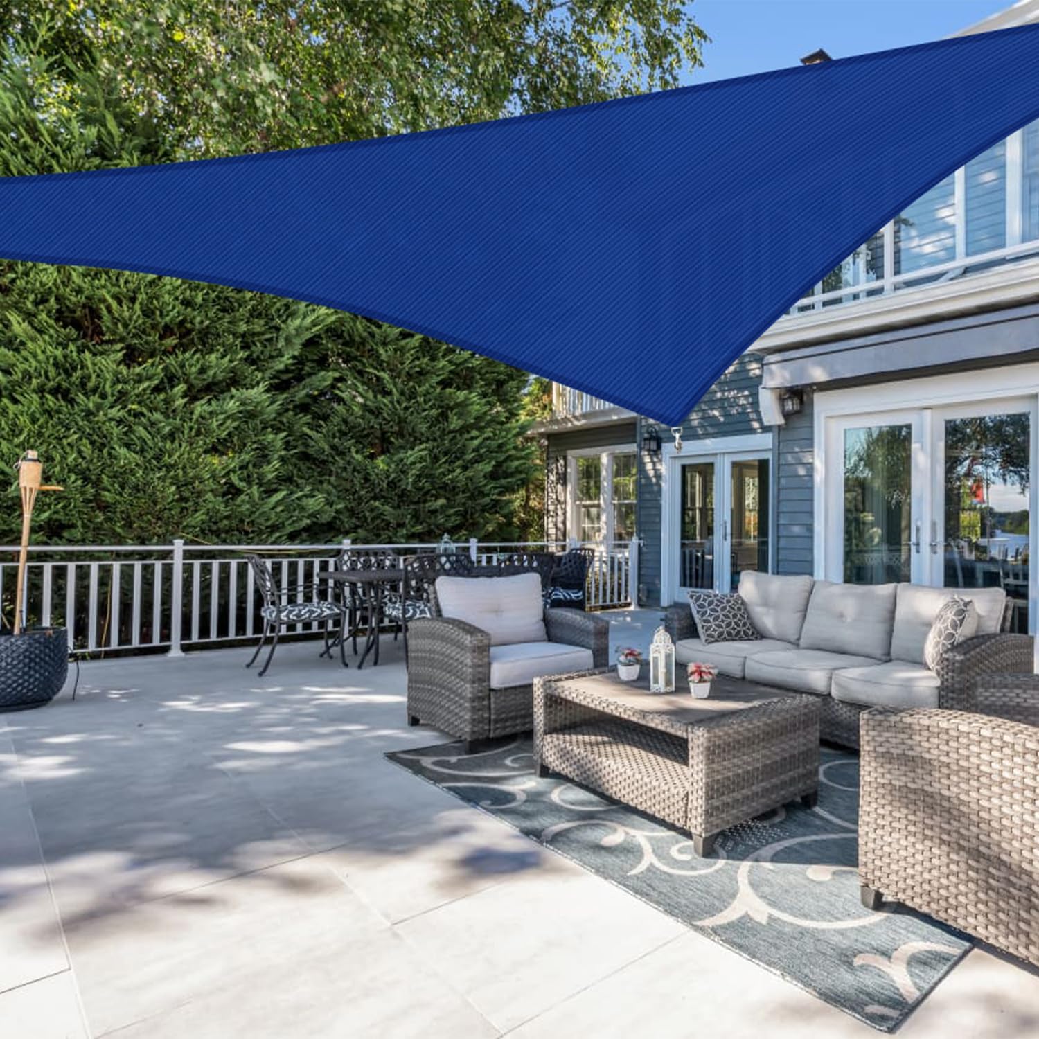 Sun Shade Sail Right Triangle Air Permeable Shade Cloth Heavy Duty Canopy Awning for Patio Backyard Lawn Garden Outdoor Ice Blue 8'x8'x11.3' Custom