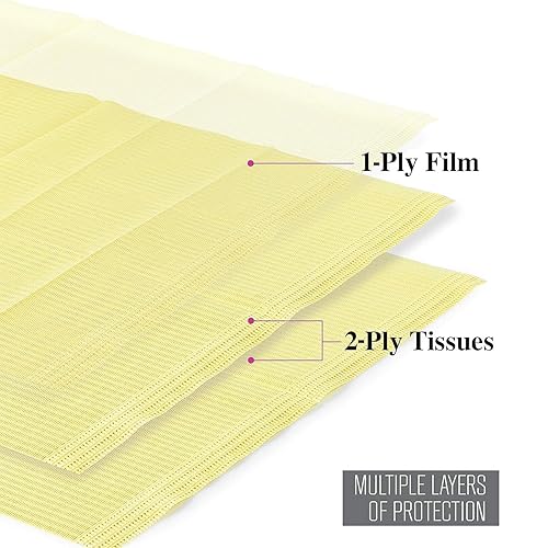 Miniatura 66 de JMU Baberos Dentales 1000, Tejido de 2 Capas Película de 1 Capa, Baberos Dentales Desechables a Granel, Baberos para Tatuajes de 13" x 18" Azules