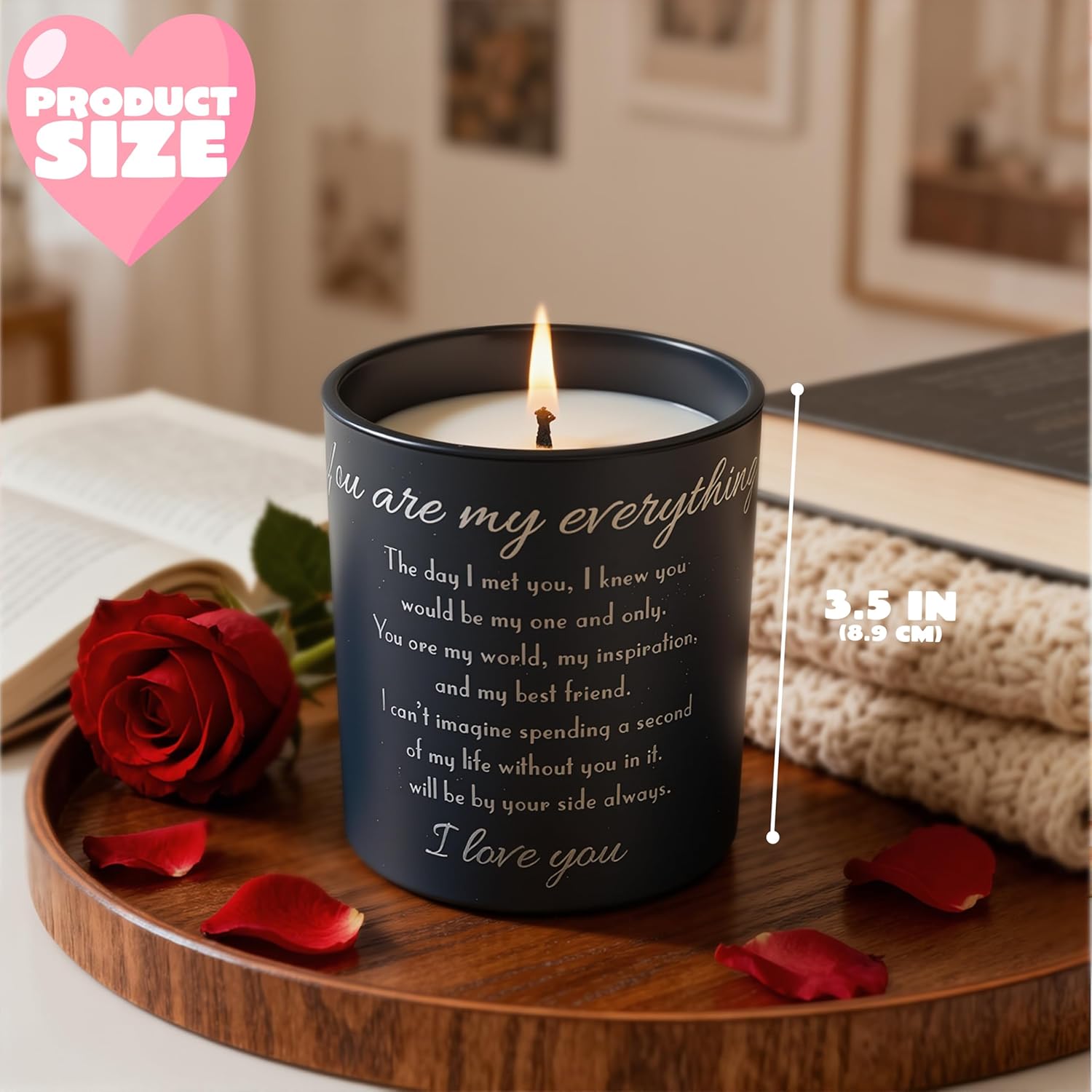 JOYIN Valentines Day Lavender Scented Candle, Long Lasting Candle, Romantic Lavender Scented Candle for Girlfriend Boyfriend Husband Wife for Valentines Day, Birthday Gift(9Oz) - Image 5