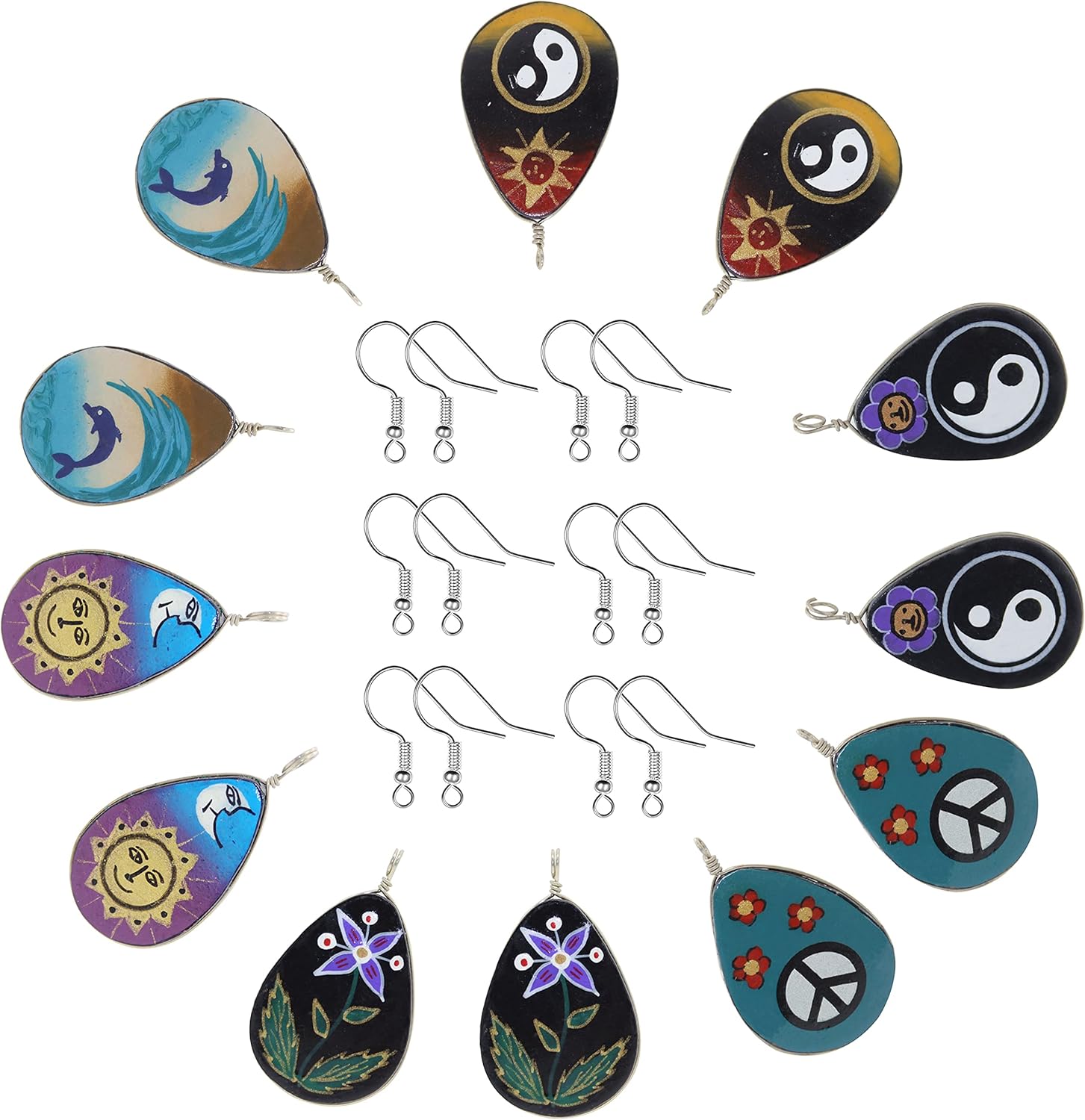 Fun-Weevz 12 Assorted Terracotta Pendants for Jewelry Making Adults, Ceramic Pendant Kit for Crafts, DIY Craft Supplies for Women, Teardrop Pendant for Necklace and Earrings