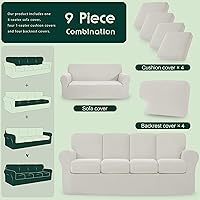 Vista 345 de CHUN YI - Funda elástica para sofá (7 piezas), funda para sofá de 3 plazas con tres respaldos y cojines separados con banda elástica, tela jacquard