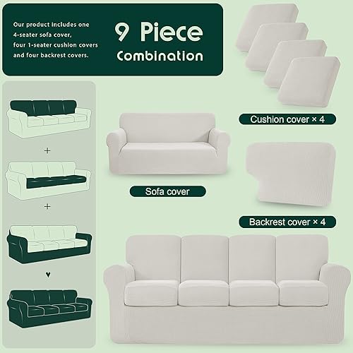 Vista 343 de CHUN YI - Funda elástica para sillón (3 piezas), funda para sofá de 1 plaza con un respaldo y cojín separado con banda elástica, tela jacquard