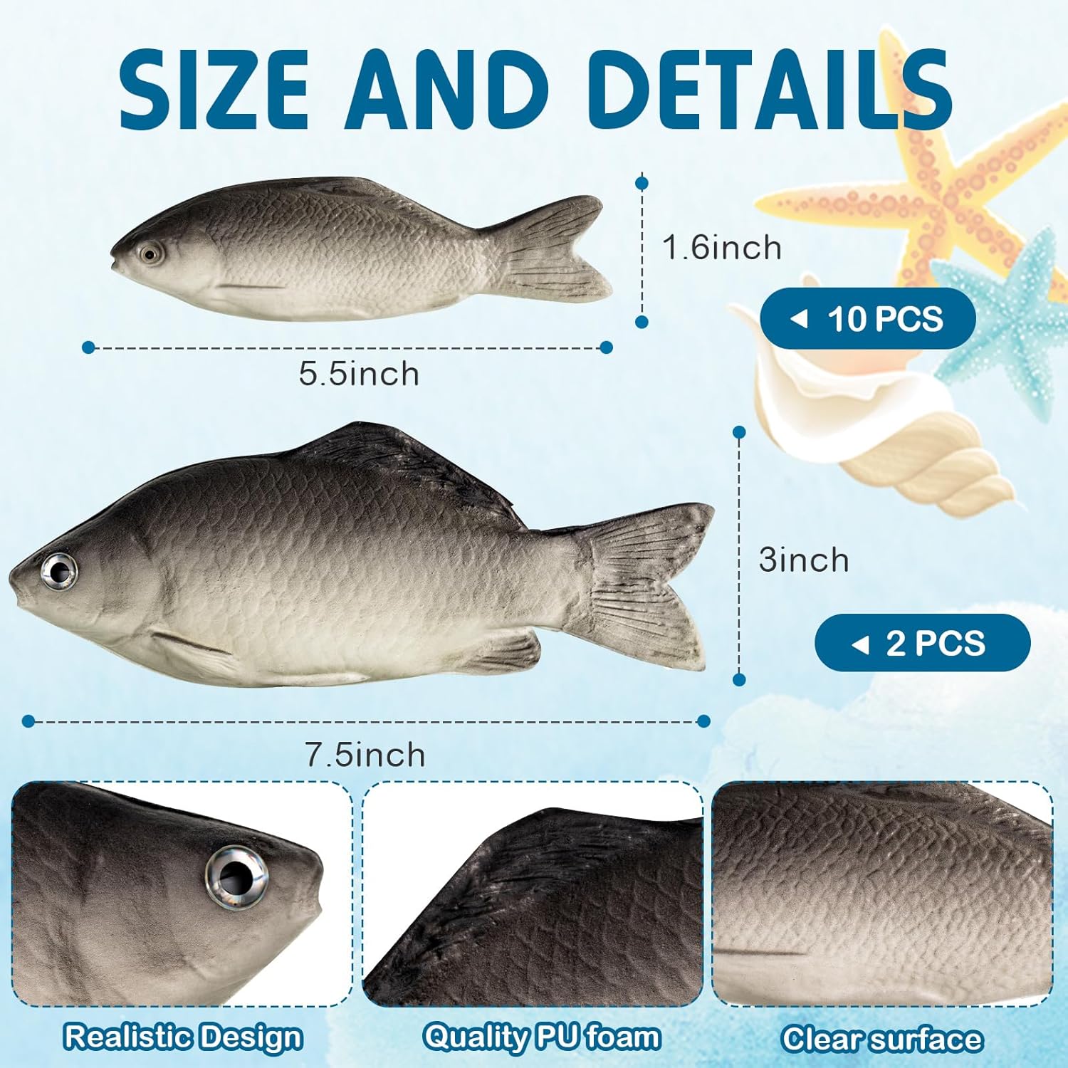 Liliful 24 Pcs Fake Fish Artificial Realistic Toys Stuffed Foam Faux Sea Fish Including Big and Small for Home Decoration Aquarium Tank Display Ornaments Stage Drama Prank Photography Prop