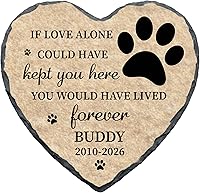 Vista 10 de Piedra conmemorativa personalizada para perro, placa con estampado de pata de corazón de No Longer by Our Lide, regalo de pérdida de mascotas
