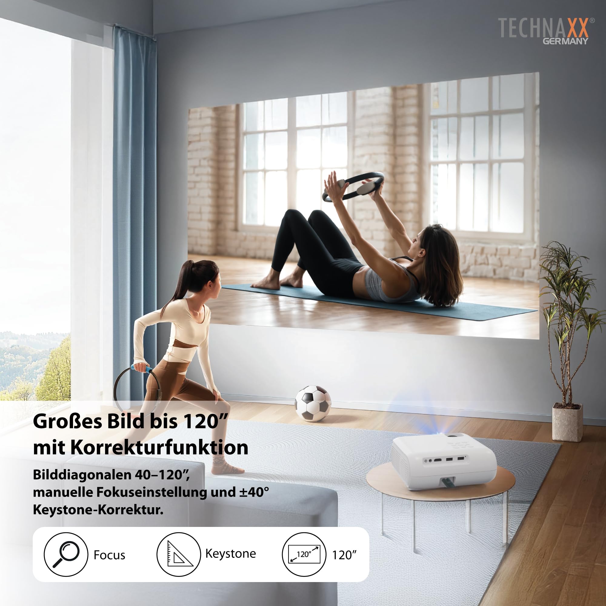 technaxx Beamer TX-332 – Native 1080P Full HD Projektor mit offizieller Netflix Lizenz – Bild – 200 ANSI Lumen – WLAN & Bluetooth – HDMI USB – Lautsprecher – LED 30.000h – Mini Smart-Projektor – Bild 4