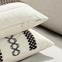 Vista 5 de MIULEE Juego de 2 fundas de almohada decorativas estilo bohemio marrón oscuro de 20 x 20 pulgadas estilo granja rústico, almohadas decorativas