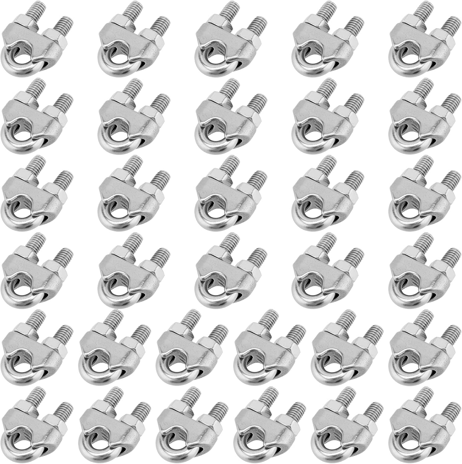 FUNSUEI 20 PCS 5/16 Inch M8 Wire Rope Cable Clip Clamp, U Bolt Saddle Fastener, 304 Stainless Steel Wire Rope Clamp, Heavy Duty Metal Wire Rope Clip for Rigging, Fixed Load