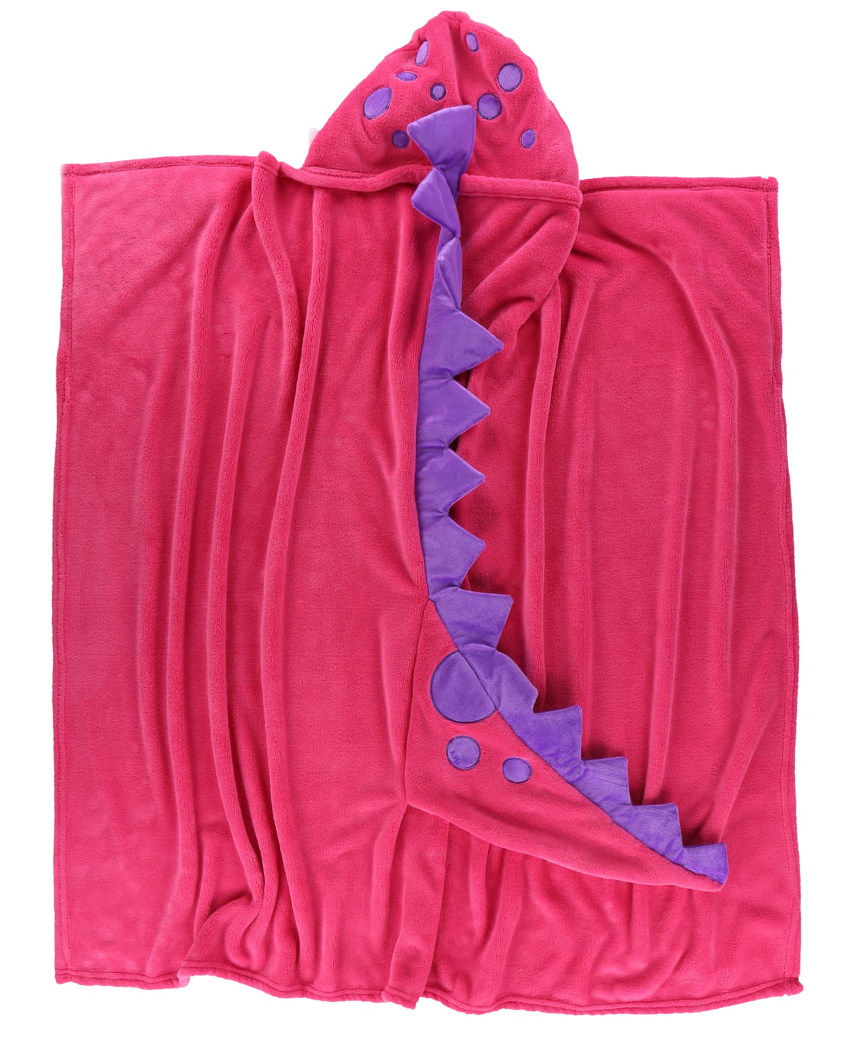 Lazy One Manta con capucha para niños, manta con capucha de animales (dinosaurio rosa)