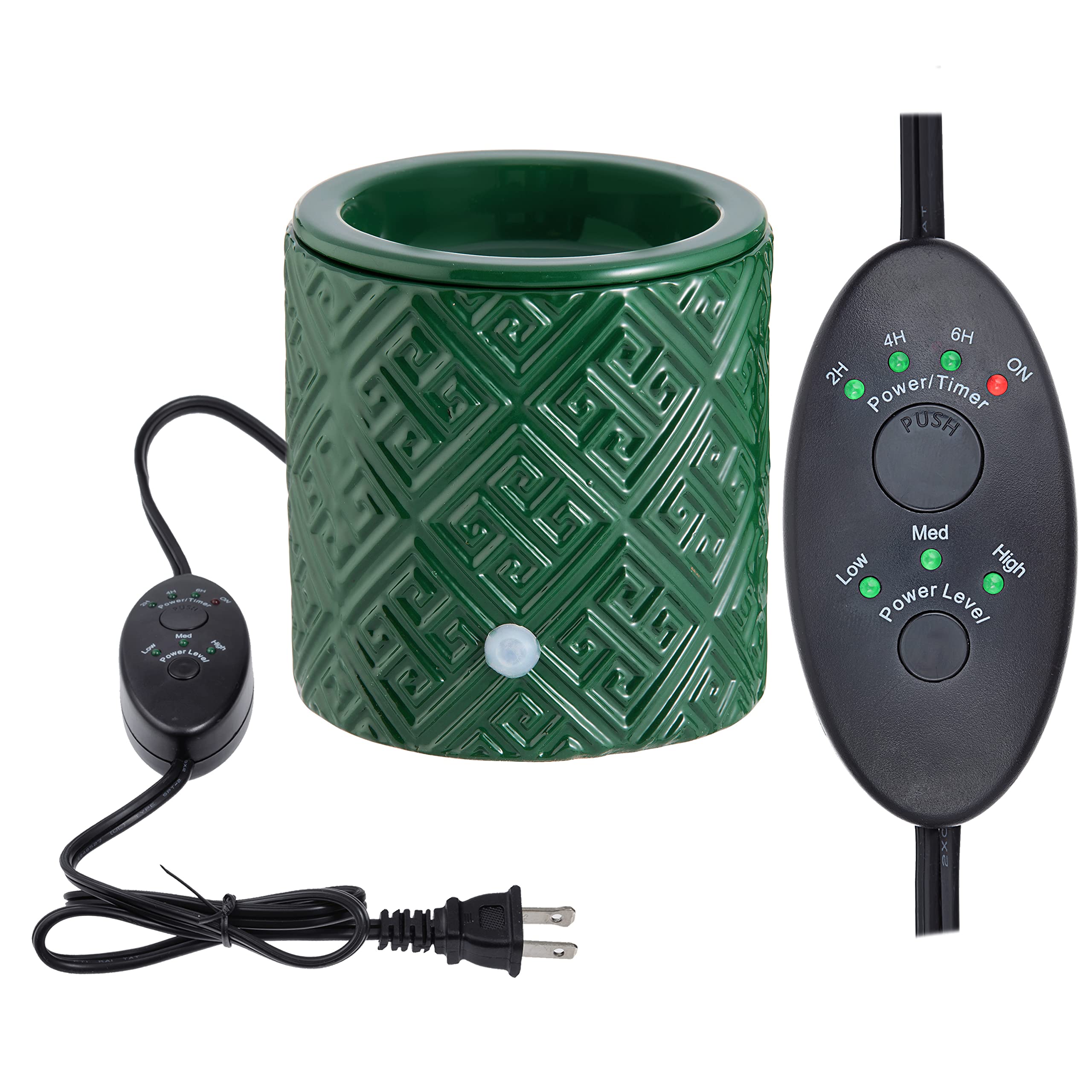 JULIE ANN HOME Ceramic Candle Warmer Electric with Safety Timer, Hunter Green | Automatic Plug in Fragrance Warmer for Scented Wax Melts, Cubes, Tarts | Air Freshener Set for Decor, Office, and Gifts