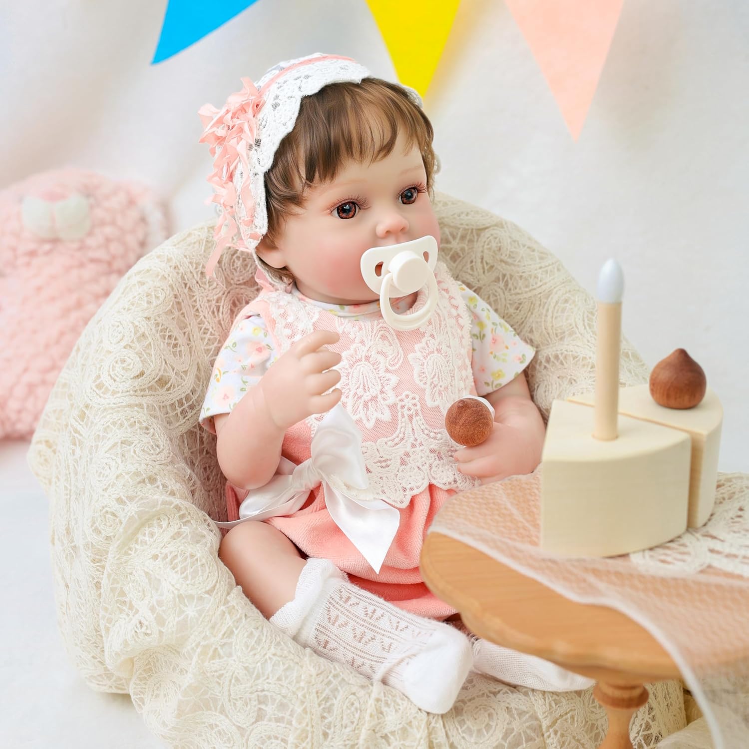 20inch Large Realistic Reborn Baby Doll Hand-Rooted Hair Lifelike Baby Dolls with Accessories for 3+ Year Old Girls Gifts, Pretend Play, Collection