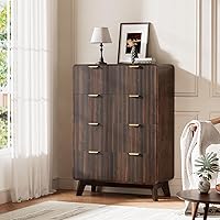 Vista 12 de QUW Cómoda moderna acanalada de 59.1 pulgadas de ancho para dormitorio con 9 cajones, cómoda alta con mango de metal, soporte de TV de madera