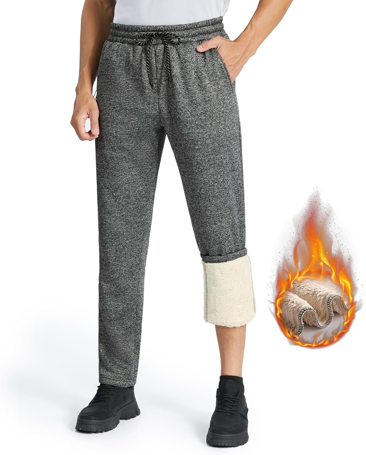 ZITY Mens Fleece Lined Sweatpants Thick Warm Joggers Pants Sherpa Athletic Track Pants with Pockets - Image 5