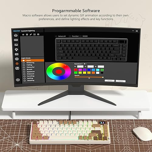 Miniatura 6 de Womier SK80 Teclado retro 75% con pantalla multimedia a color, teclado mecánico para juegos, montaje en junta intercambiable en caliente, tablero de
