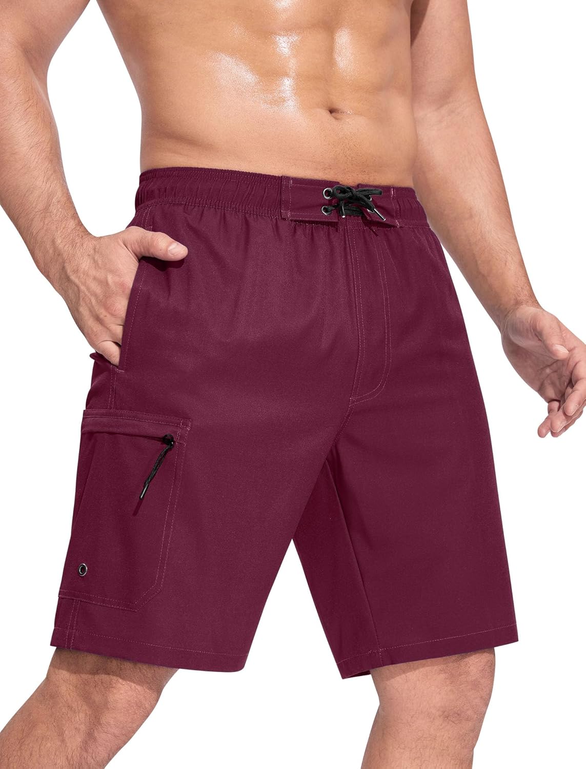 SILKWORLD Mens Swim Trunks Quick Dry Bathing Suit 9 Inch Swim Shorts with Mesh Lining and Zipper Cargo Pockets