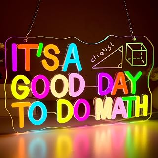 Math Neon Sign for Wall Decor Read Books LED Neon Light for Reading Room | It's A Good Day To Do Math Led Light Up Sign for Dimmable Study Room Classroom Bedroom Bithday Gifts Size12.9*7.5 In