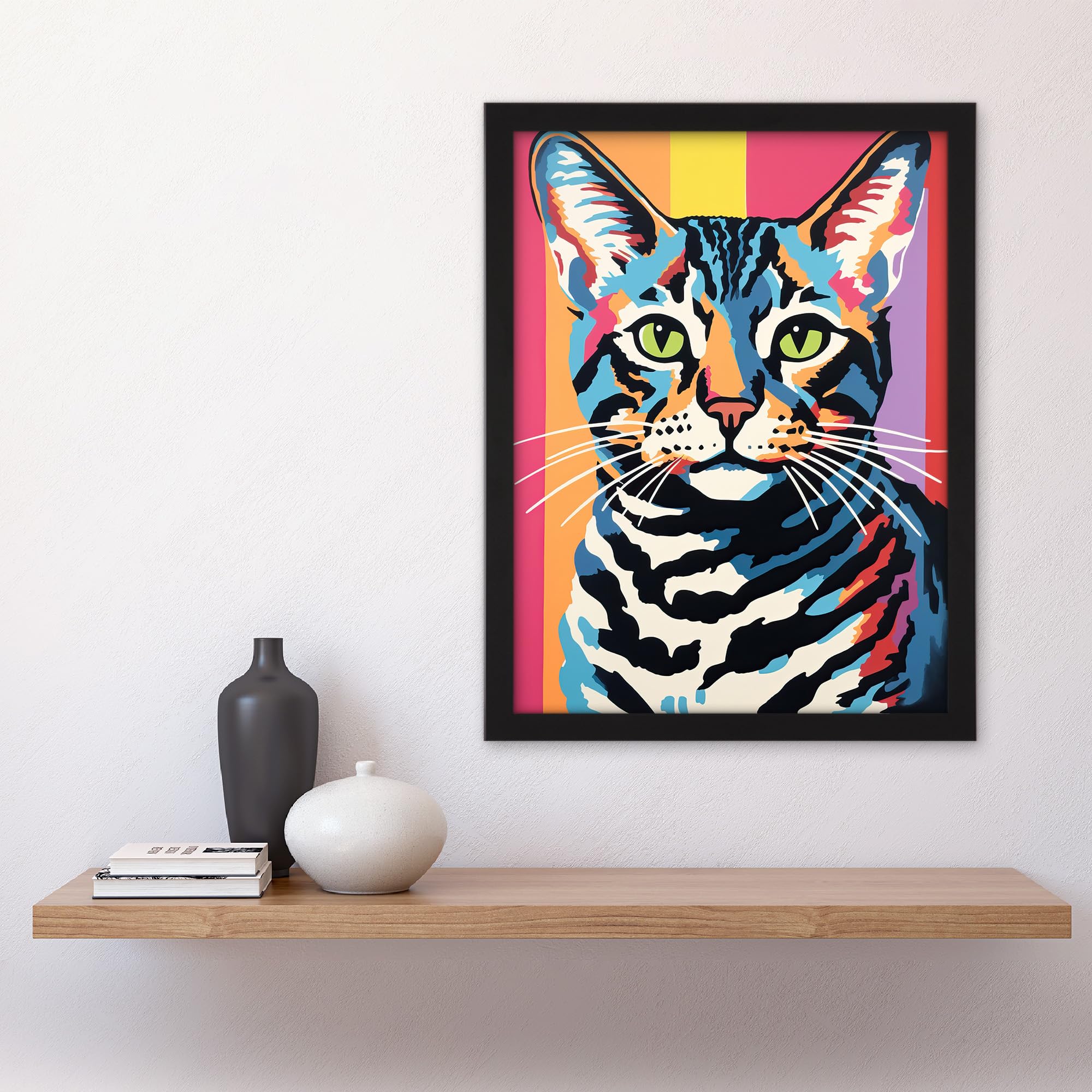 Amazon.com: Artery8 Retro Cat Striped Bold Vibrant Screen Print