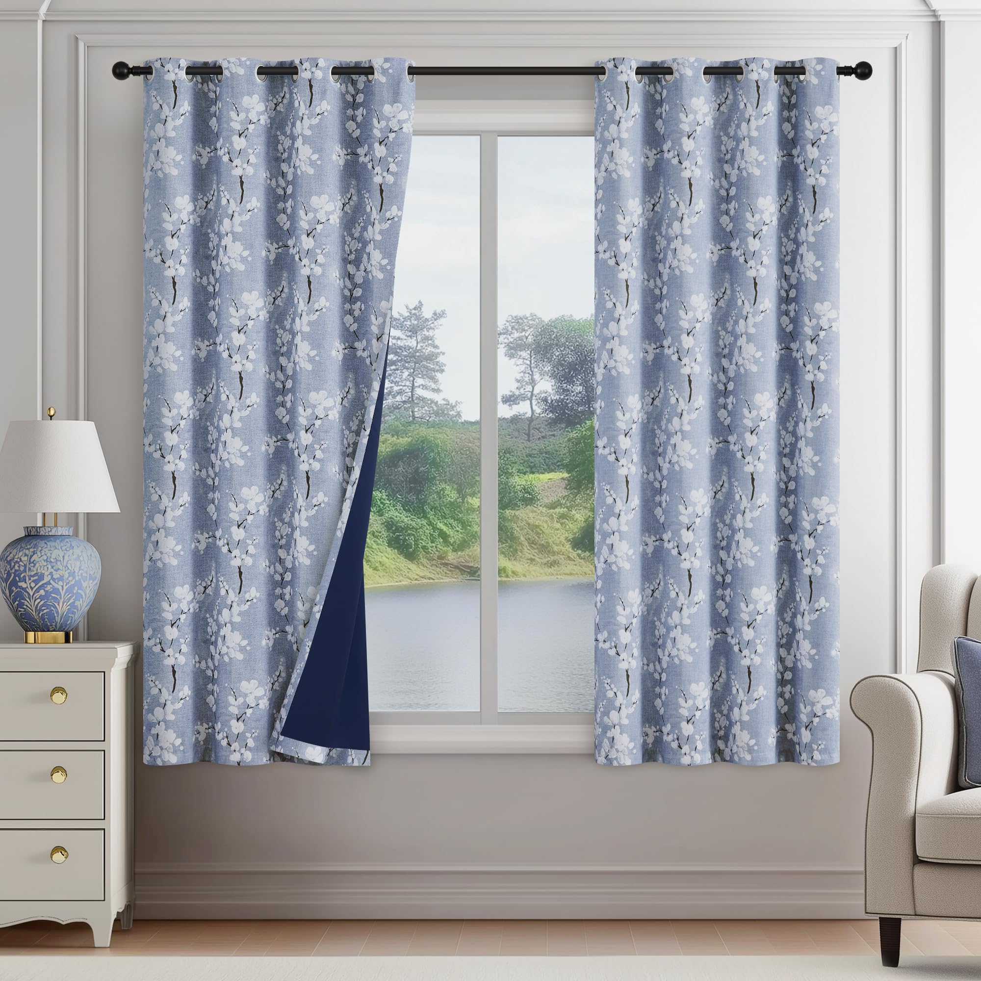 FMFUNCTEX Floral Blackout Curtains
