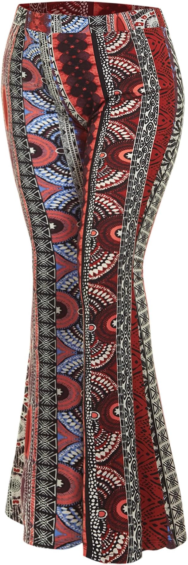 MK WB1291 Womens Printed High Waist Bell Bottom Pants 12 RED