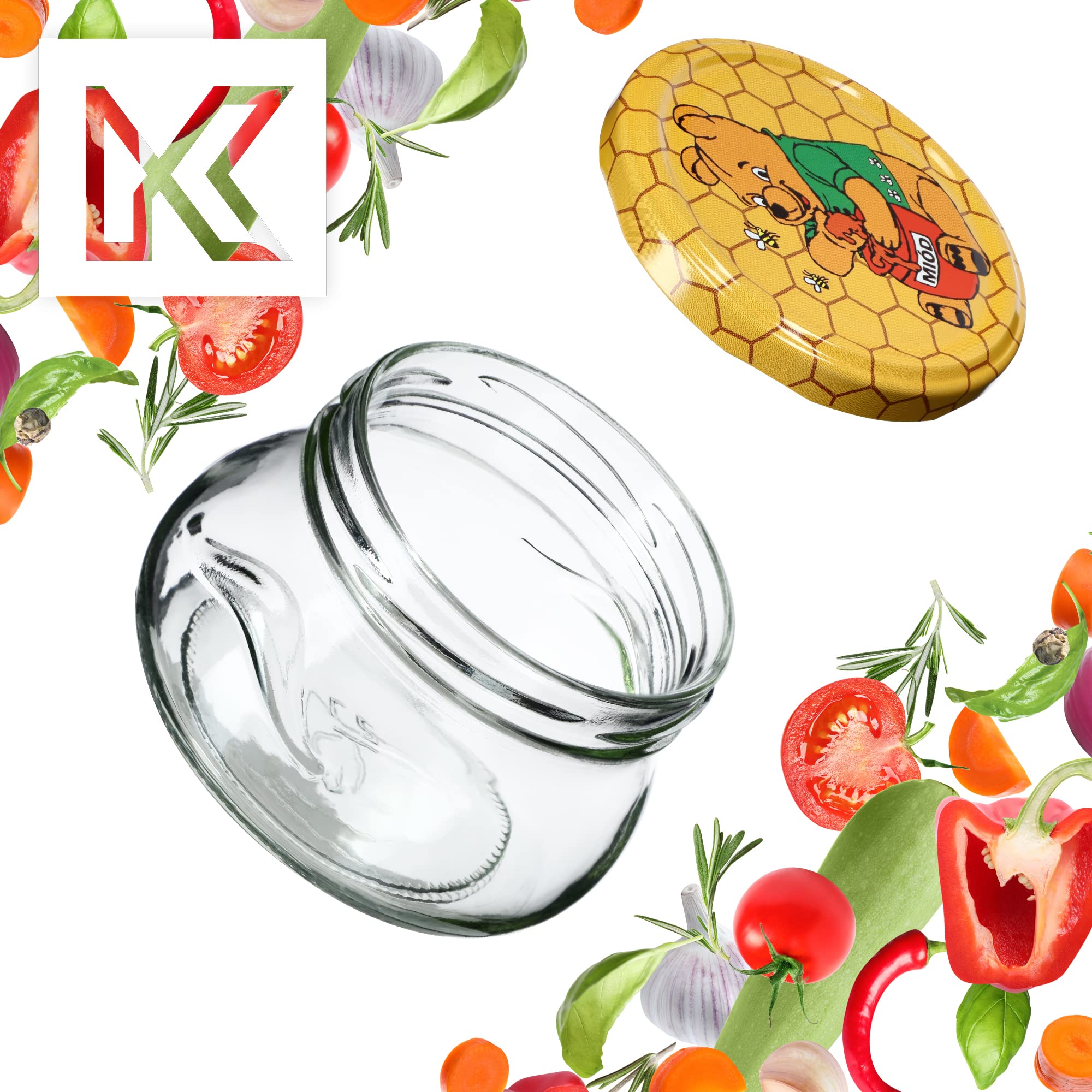 KADAX 10er Set Marmeladengläser 300ml TO82 Winnie Puuh, Einmachgläser Vorratsgläser Mason Jar mit Schraubdeckel, Luftdichte Schraubgläser, Honig & Konfitüre