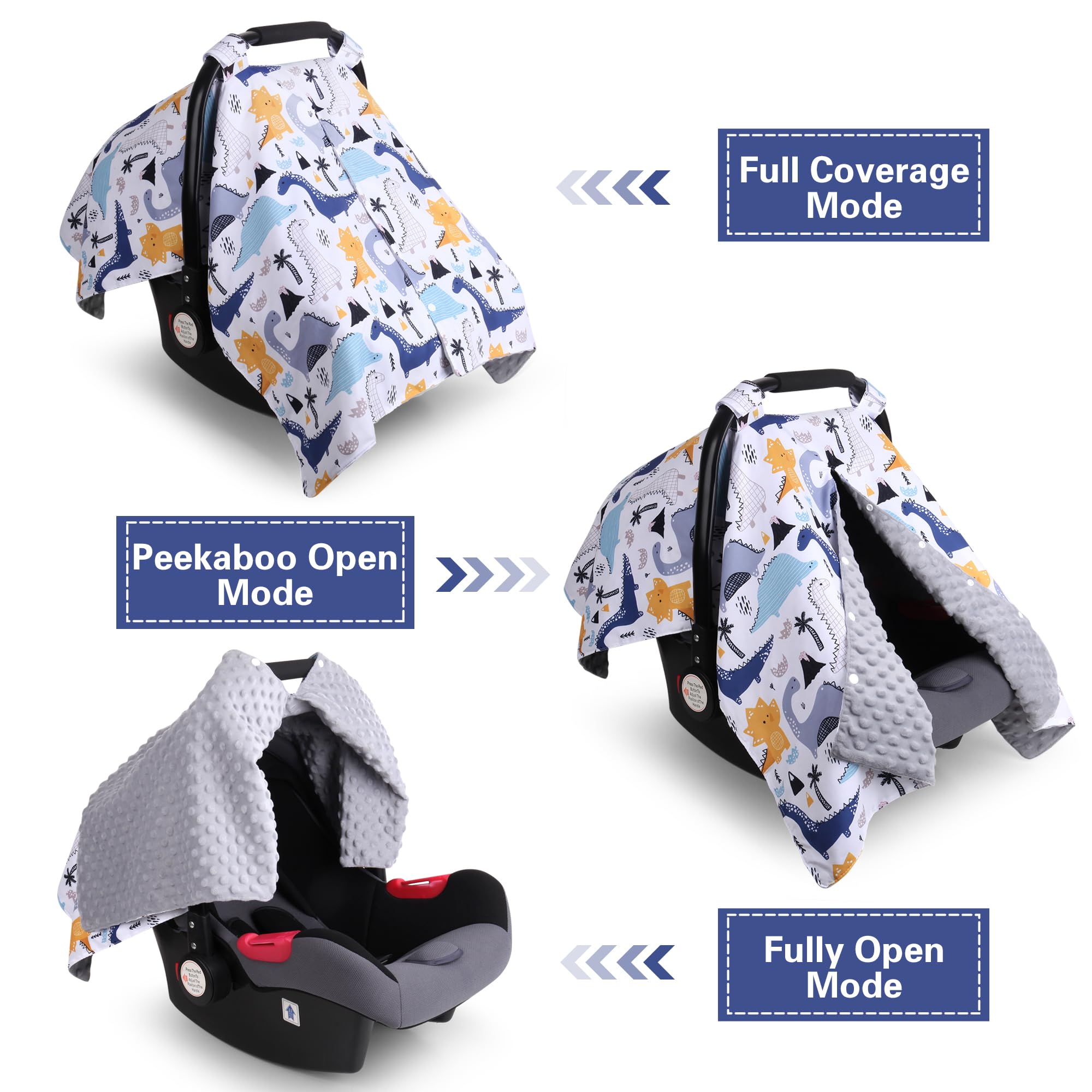 9CH Car Seat Canopy For Babies, Peekaboo Opening Minky Car Seat Cover For Baby Mom Nursing Breastfeeding Covers, Minky Blanket For Infant Toddler (Leopard