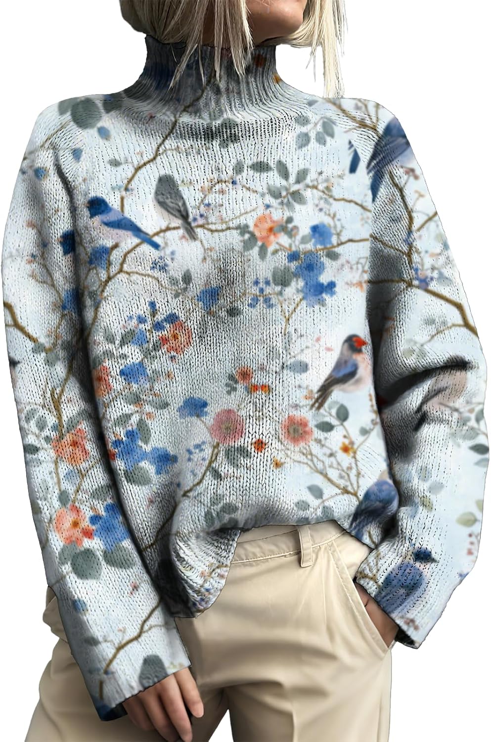 MARSVOVO Sweaters for Women Trendy Classic Turtleneck Knitted Pullover Long Sleeve Sweater Lightweight Fall Jumper Tops