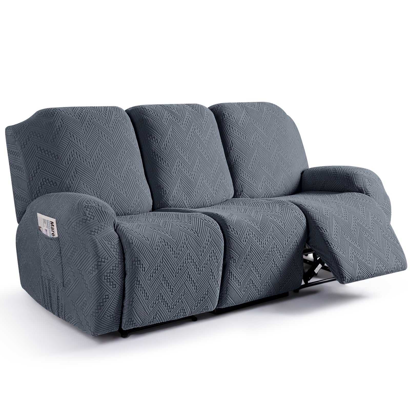 Ruaozz Recliner Couch Covers, Soft Stretch Sofa Slipcover, Grey