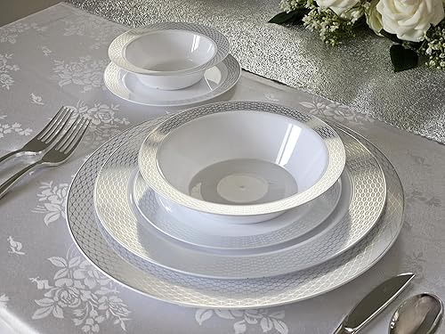 Miniatura 9 de "Ocasiones" Paquete de 120 cargadores de plástico desechables para bodas, fiestas, 12 pulgadas, (celebra, blanco y dorado)