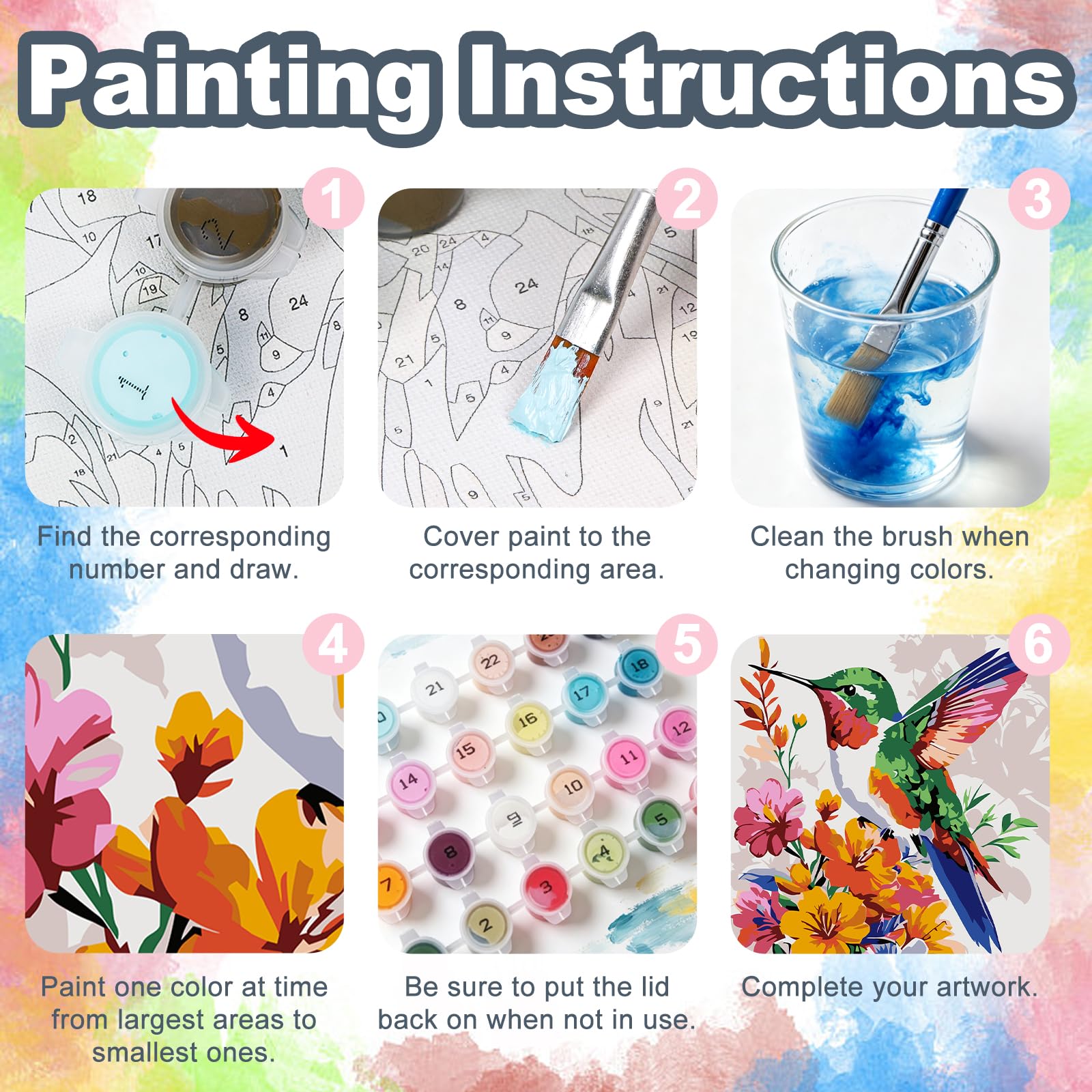 Hummingbird Paint by Numbers for Adults with Frame Beginner 8x12 inch, Frame-OP-UK03 - Image 6