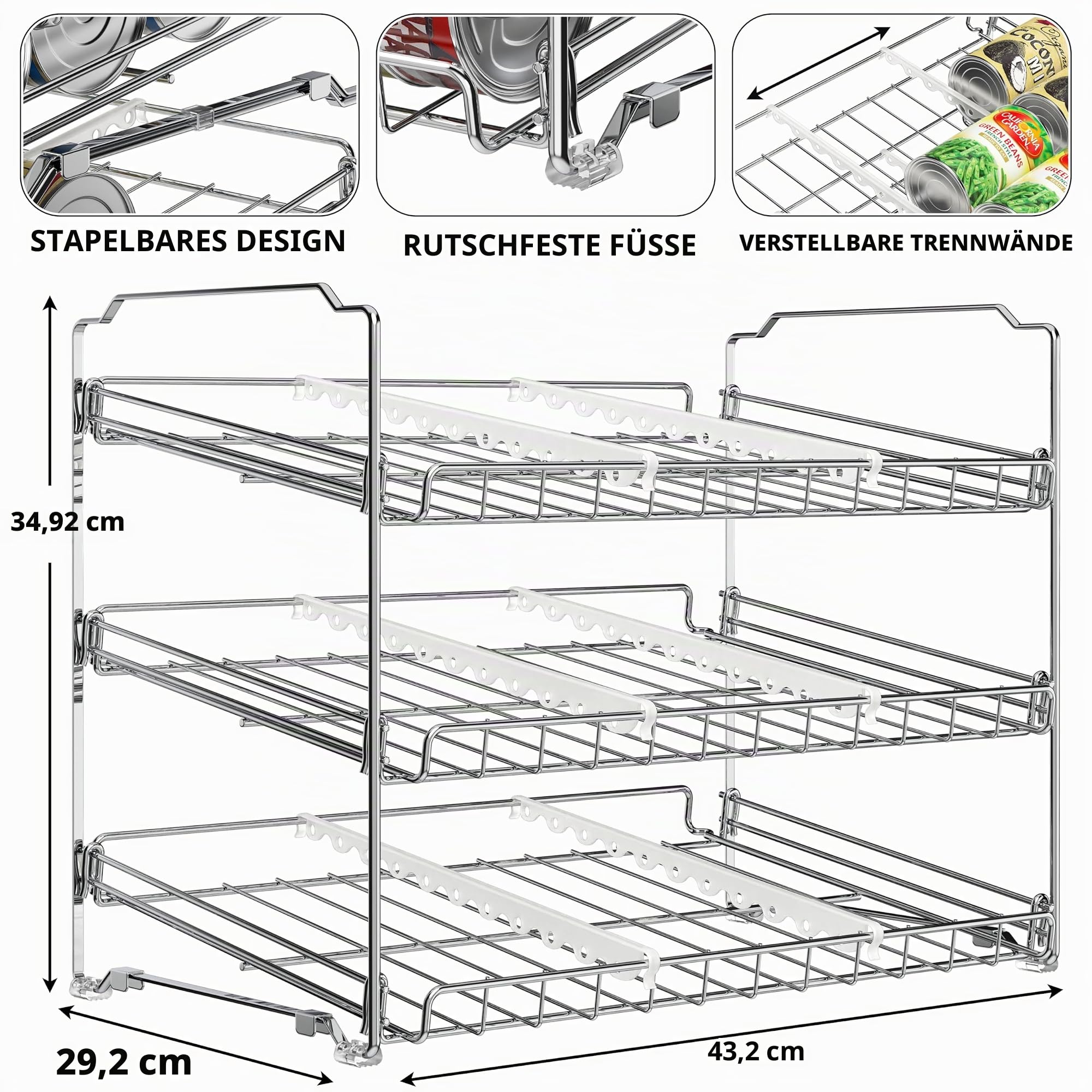 Simple Houseware Stapelbarer Dosenregal-Organizer von SimpleHouseware, Chrom