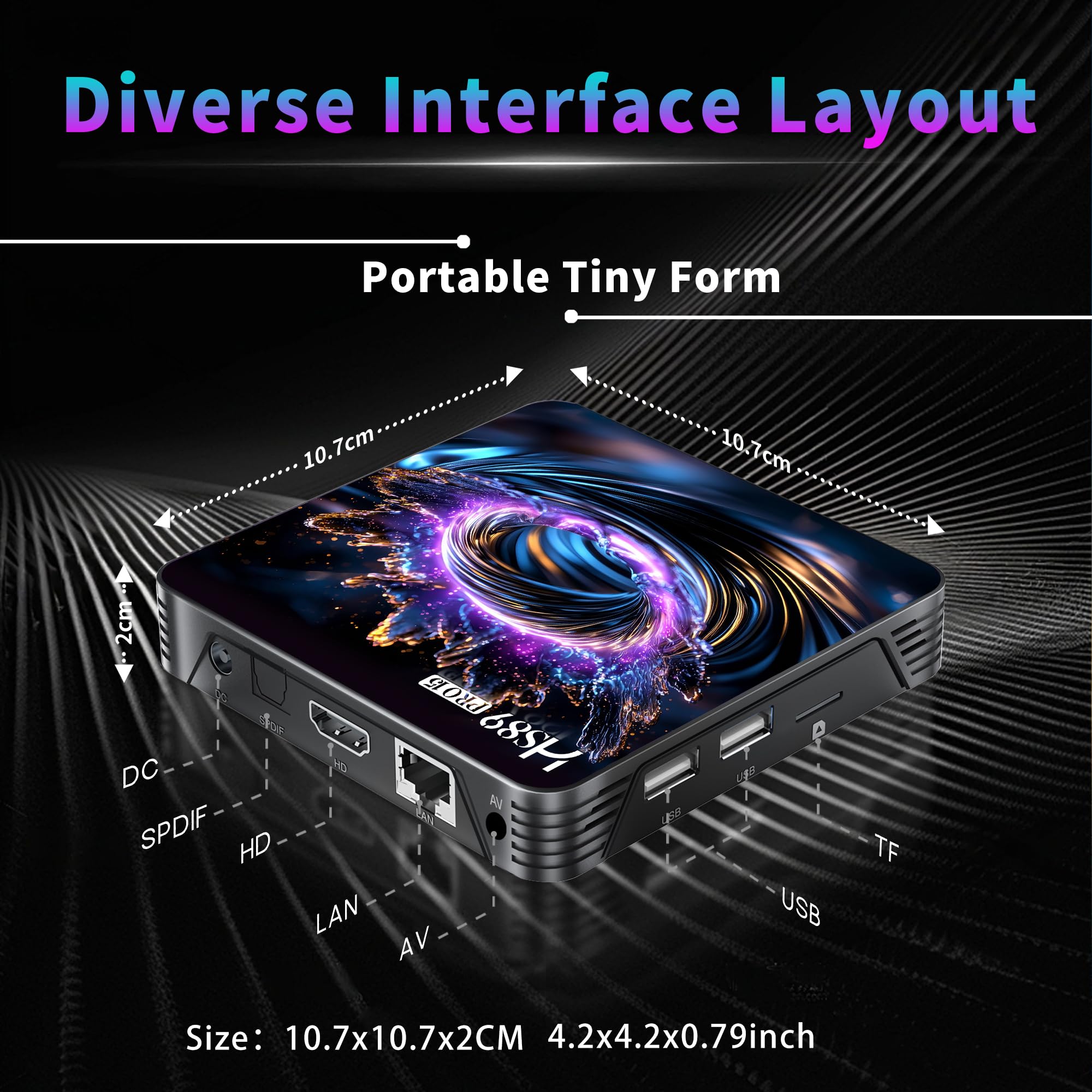 HS89 PRO15 TV Box Android 14.0 4K 8K HD Android Box 4GB 32GB RK3539 Quad-Core 64bit Wi-Fi 6 Dual Band 2.4G/5G 10/100M Ethernet Bluetooth 5.4 USB2.0 HDMI, Smart Client Streaming con Telecomando Vocale