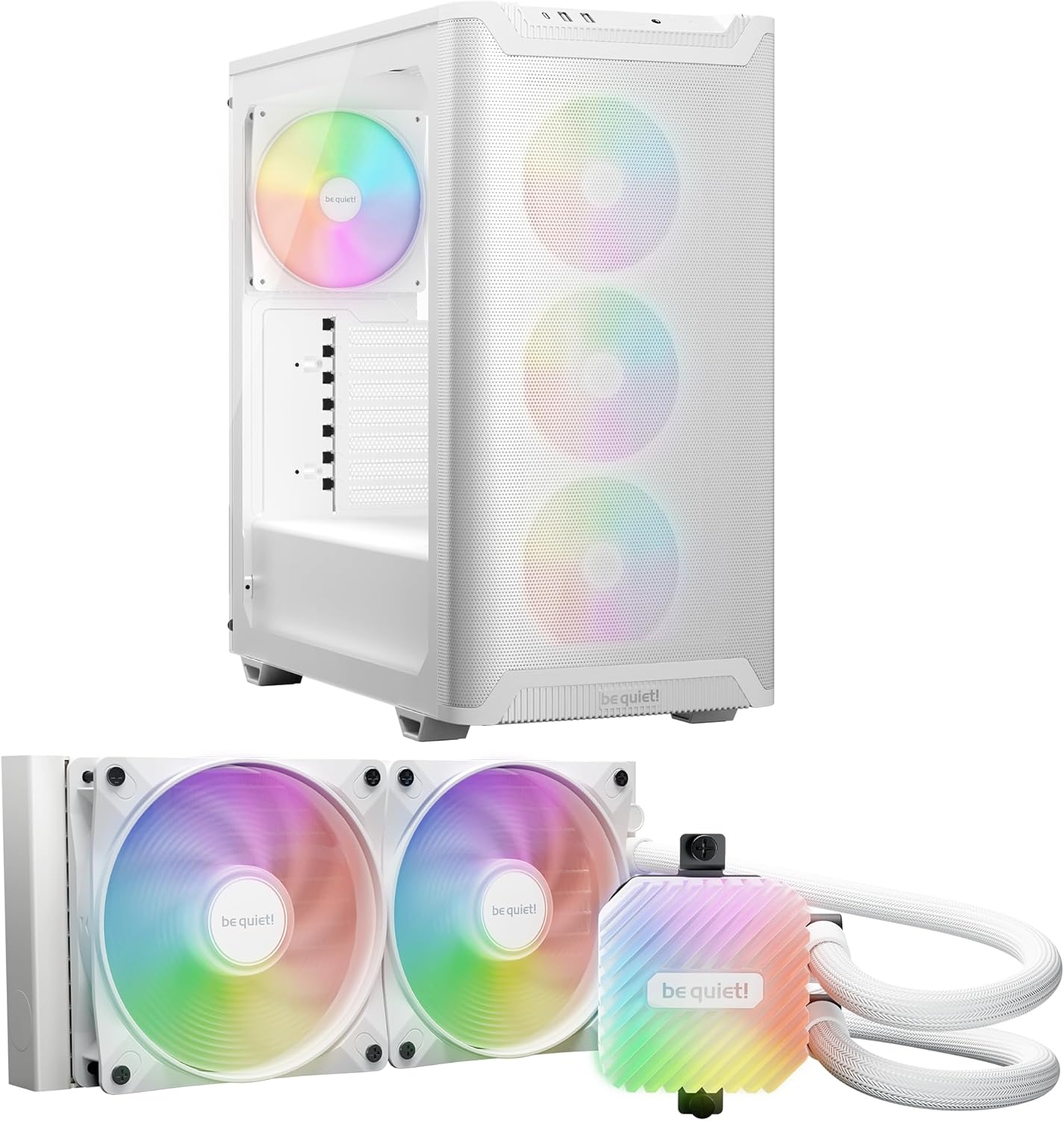 be quiet! White PC Build Bundle | Pure Base 501 LX PC Case | Light Loop 360mm AIO CPU Cooler | ARGB Cooling Setup | White | BGW79 and BW023