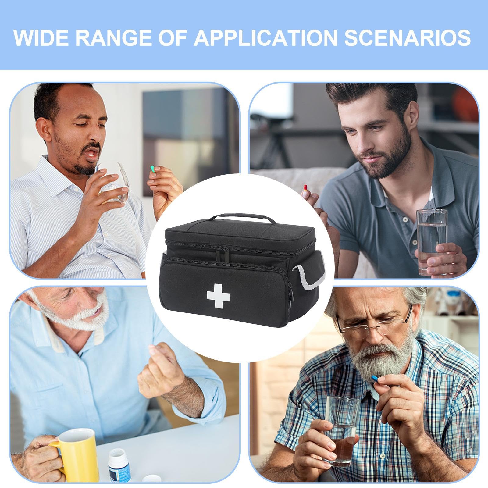 Home Health Sac d'infirmière, sac d'allaitement pour infirmière, sac de pharmacie de voyage | Sac de rangement vide pour étudiants en infirmière, médecins, travail d'infirmière portable, Noir , Voir