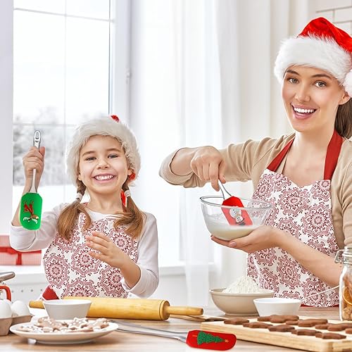 Miniatura 2 de Layhit 12 espátulas de silicona de Navidad con patrón de decoración de Navidad con mango de plástico, utensilios de cocina de Navidad, lindo