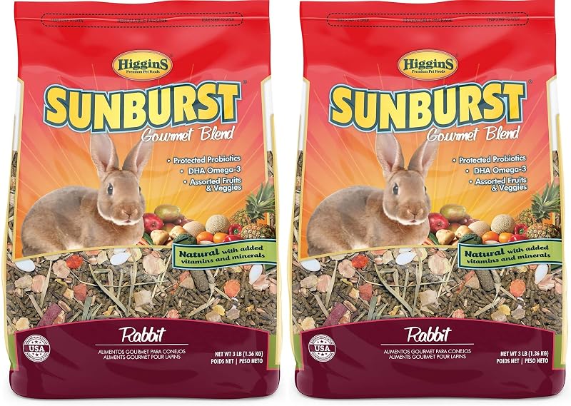 Ração seca para coelhos Higgins Sunburst Gourmet Blend com frutas, vegetais e probióticos — Pacote com 2 de 1,36 kg