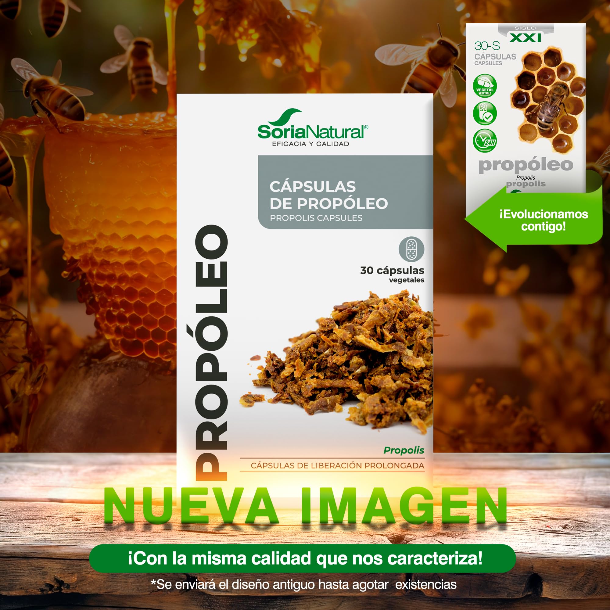 Soria Natural Propóleo Puro 100% Natural - Complemento Alimenticio con Propolis - Aumenta las Defensas y Regula Sistema Inmunológico, Antiséptico y Antiinflamatorio - 30 cápsulas - PACK 2 (2)