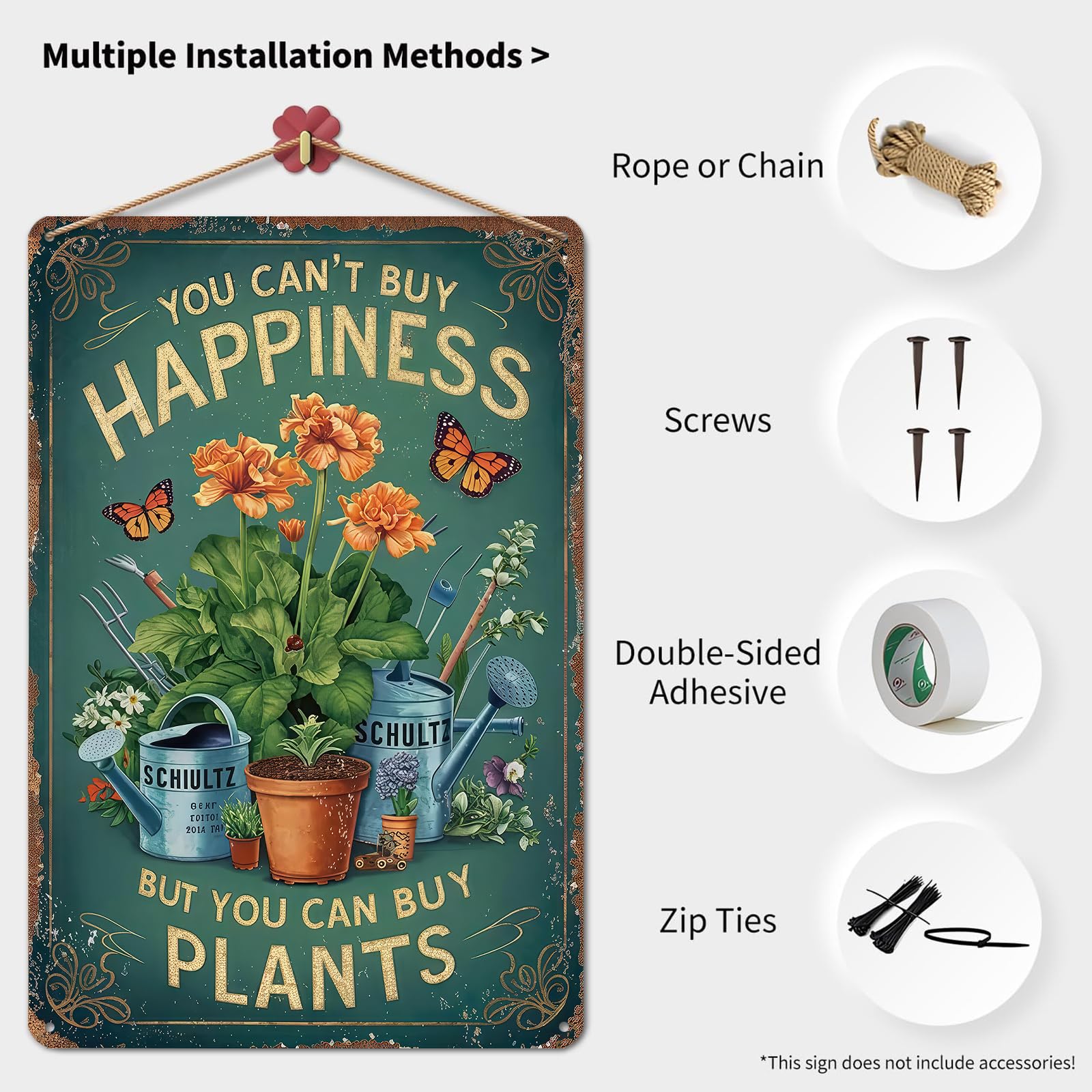 TWNSLLA Garden Sign - "Yes I Really Do Need All These Plants" Vintage Metal Sign, 8x12 Inch, For Outdoor Decor - View #5