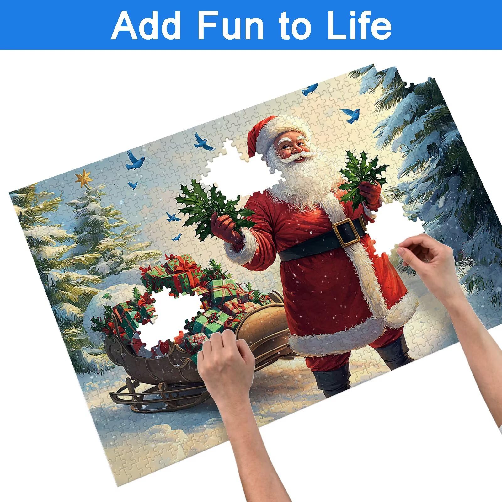 1500 sztuk puzzli dla dorosłych dzieci, drewniane puzzle świąteczne dla dorosłych, urocze łamigłówki dla rodzin, gra edukacyjna dla rodziny, łamigłówka z pudełkiem do dekoracji domu, prezent dla