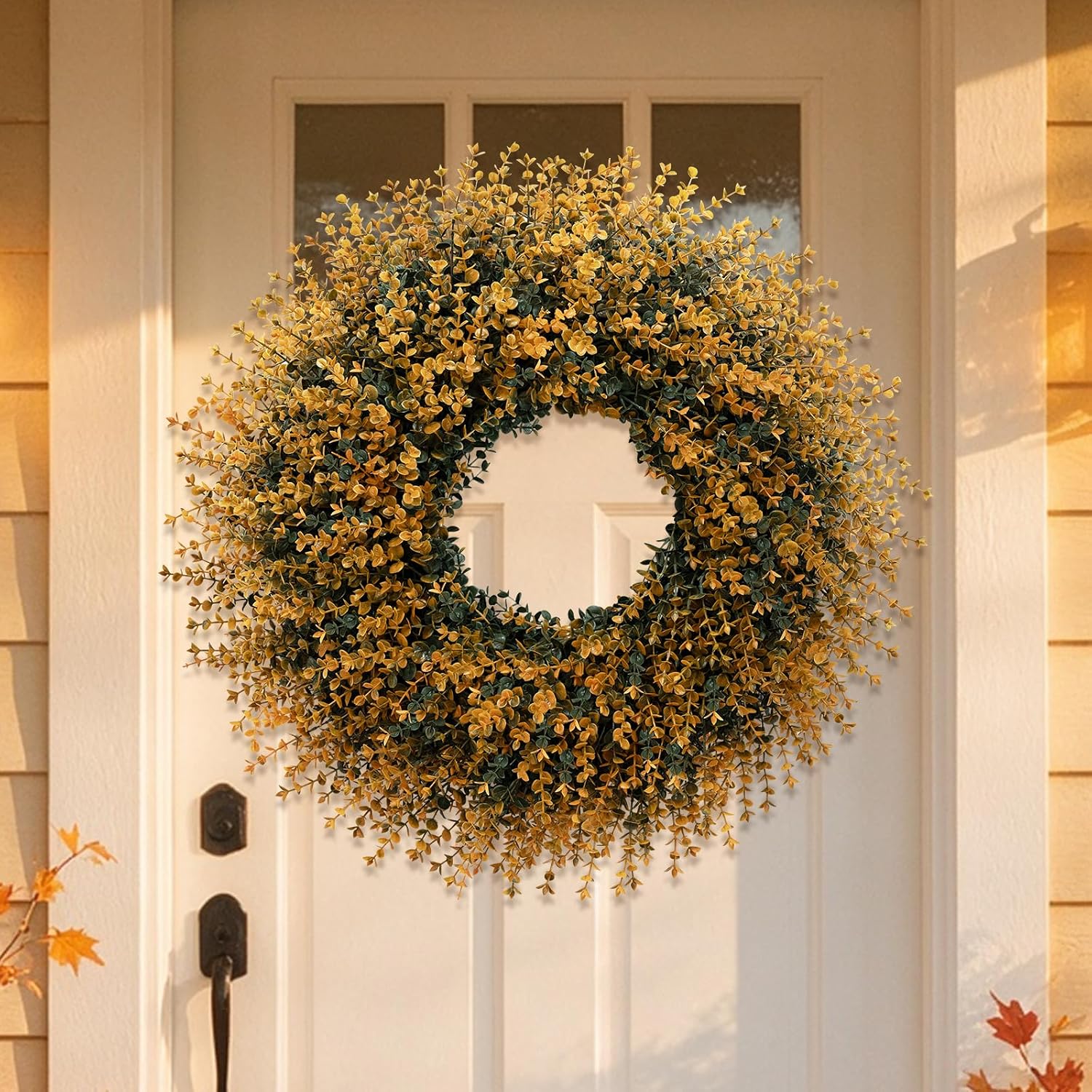 HUZIYAHAN 28" Large Fall Boxwood Wreaths for Front Door Decoration(Orange)
