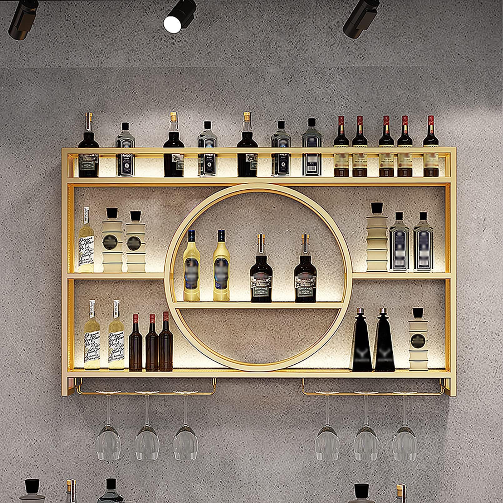 Weinregal aus Metall, Wandmontage, Bar-Einheit, Weindisplay für Gläser, multifunktionaler Eisen-Stielglashalter für Zuhause, Restaurant, Taverne