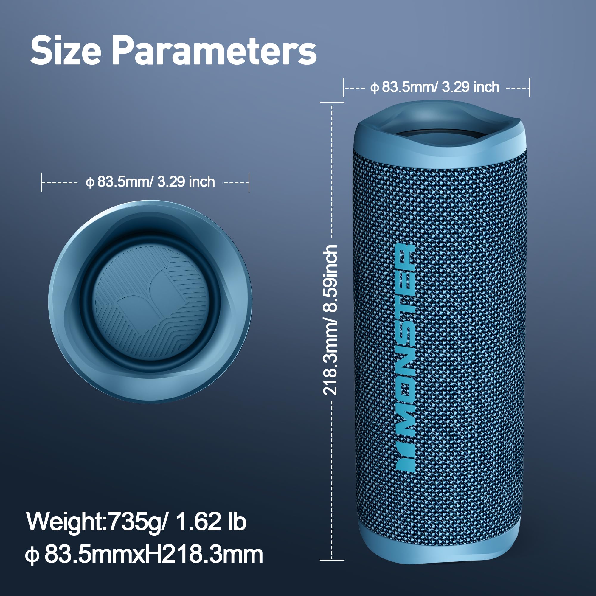 Monster Altavoz Bluetooth S620, altavoces Bluetooth inalámbricos portátiles para exteriores, estéreo inalámbrico de 60 W, IPX8 impermeable, doble emparejamiento, micrófono integrado Bluetooth 5.4